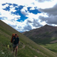 Here I am hiking toward a high mountain pass in the San Juan mountains, on the first of a three-day stretch above tree line.